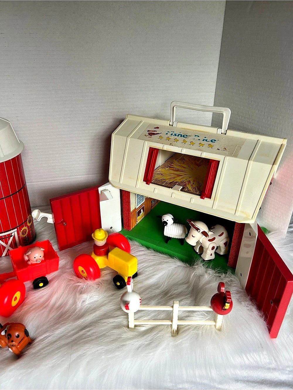 1970’s Vintage Fisher Price Farm Playset with Vehicles and Figures